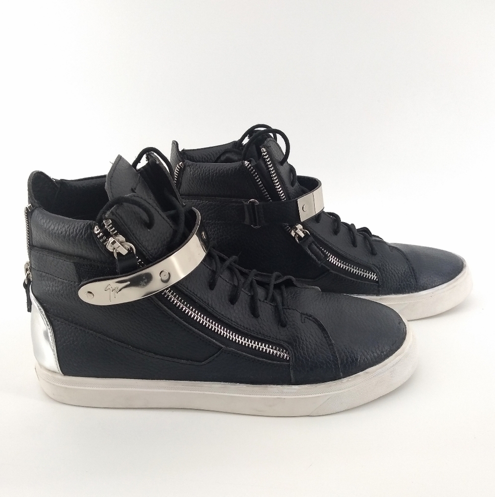 GIUSEPPE ZANOTTI London Hi-Top Blk leather 9.5